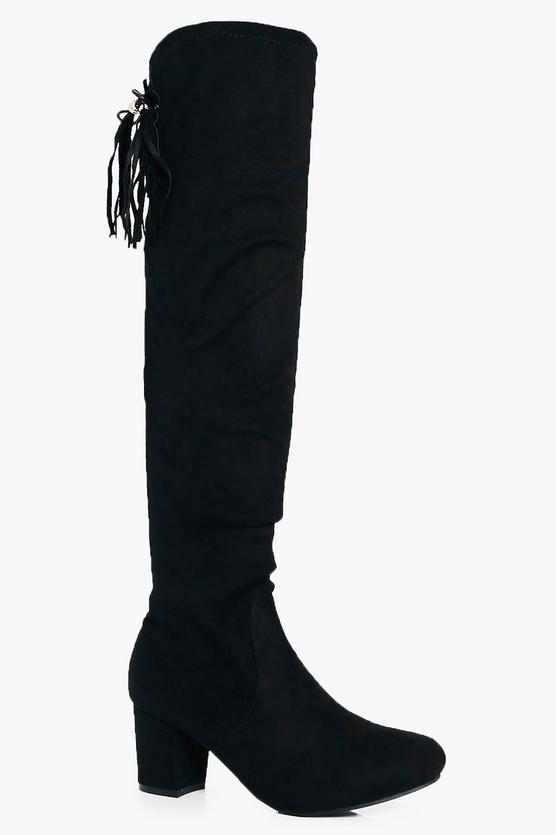 Nina Block Heel Tie Back Over The Knee Boot